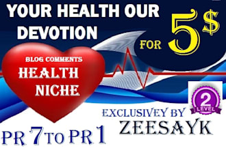 do maually 20 permanent backlinks pr1to pr7 health niche blog comment