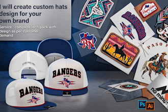 design badge, patches, logo for all hats, dad cap, snapback