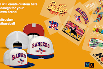 create design of hat and cap for your brand with mock up