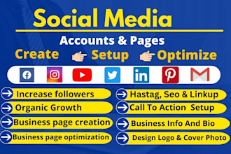 create social media accounts fb page and facebook business pages optimization