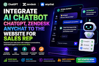 integrate ai chatbot chatgpt zendesk anychat to the website for sales rep