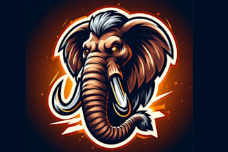 design outstanding elephant mammoth head mascot logo for you