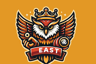 design outstanding king owl wing mascot logo for your business