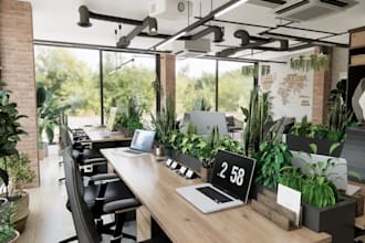 3d interior design homeoffice gaming room workspace studio breakroom workstation