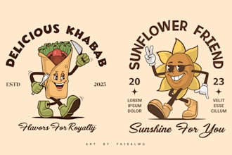 create cartoon in vintage retro mascot character illustration logo