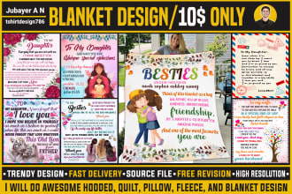 do awesome hooded, quilt, pillow, fleece, and blanket design