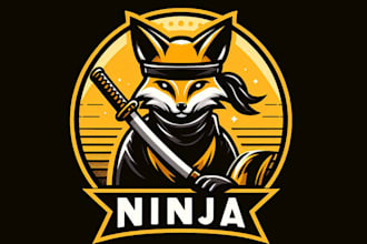 design outstanding ninja fox mascot logo for you with express delivery