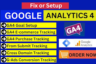 fix or setup ga4 ecommerce tracking ,conversion tracking GTM