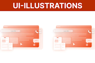 design website illustrations, icons, and hero section graphics and UI graphics