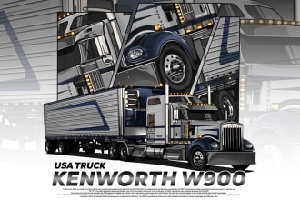 draw your truck or any vehicle into cartoon illustration