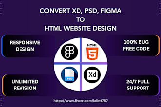 convert xd to html , psd to html, figma to html bootstrap design