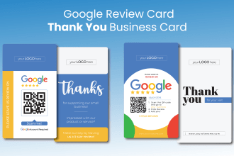 design google review card with custom thank you message