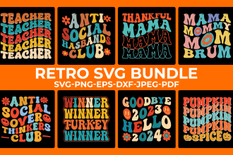 do retro wavy groovy typography and svg cut files t shirt design