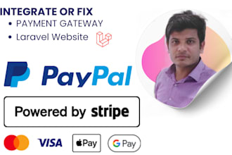 integrate payment gateway stripe, paypal on php laravel site