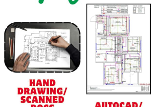 create professional 2d cad drawing from a basic hand sketch