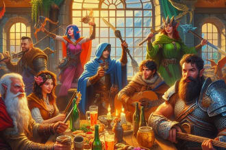 create dnd character or dnd party art illustration