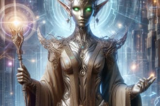 drawing sci fi art and sci fi character art illustration