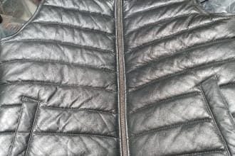 create leather puffer vest