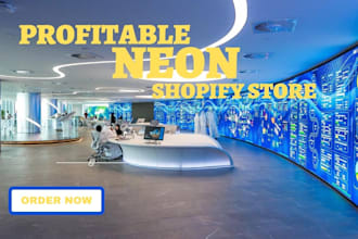 design highly profitable neon shopify store neon website logo led lighting sign