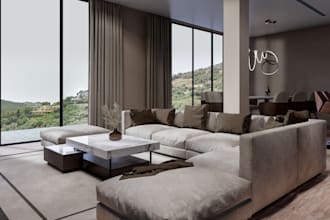 design a 3d sketchup model and interior renders of bedroom and living room