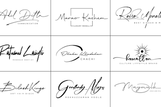 fast design signatures, cursive, scripted, handwritten logo