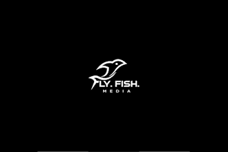 arty fly fishing media company logo design