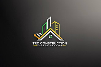make unique logo about real estate, property, home, construction, plumbing