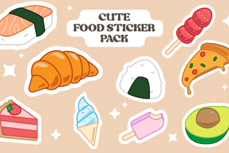 draw cute food sticker pack