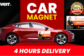 design a creative car and truck magnet sign within 4 hours