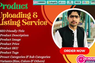 do product upload, product listing, and product data entry