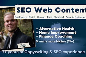 write alternative health, wellness SEO webpages that convert