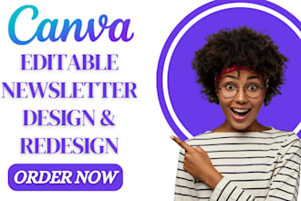 design and redesign canva editable newsletter for your company with canva pro
