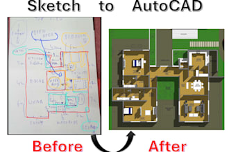 draw floor plan blueprint, architectural drafting PDF to cad