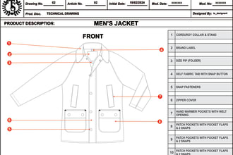 create tech pack and flat sketch for clothing brand