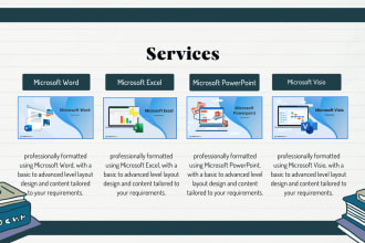 assist you in ms word, excel, powerpoint, and visio projects