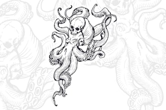 create detailed engraving style, etching, and woodcut tattoo