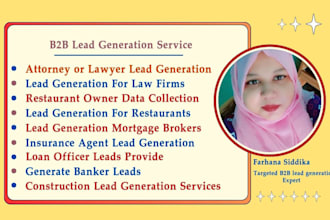 provide banker  mortgage loan officer  lawyer and restaurant lead generation
