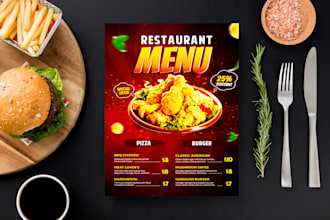 design food menu, restaurant menu, food flyer or food poster