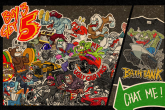 draw graphic t shirt design or clothing cartoon illustration