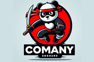 design custom  ninja panda mascot logo design for you with new concept