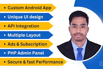 develop a custom android app with java, firebase and API