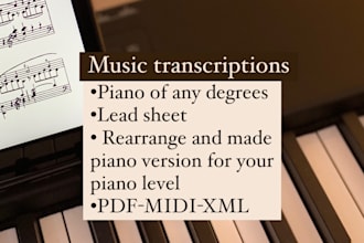 transcribe your audio into sheet music, lead sheet, midi