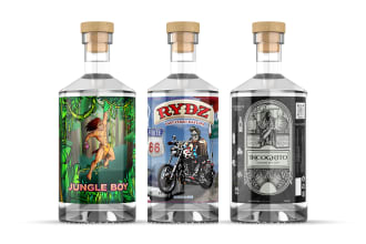 create gin, vodka, beer, wine and liquor bottle label design