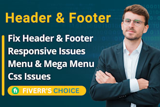 responsive design and fix header, footer, and mega menu for wordpress website