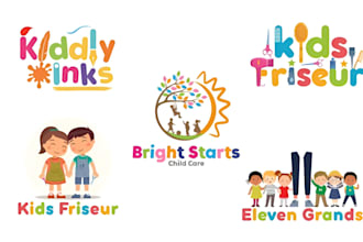 do cute kids baby children daycare childcare logo or any graphic design