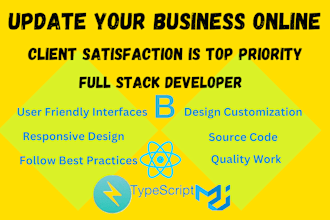 build website using react js, typescript, restful apis and uis