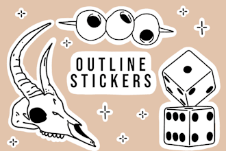 make a cute sticker in outline style
