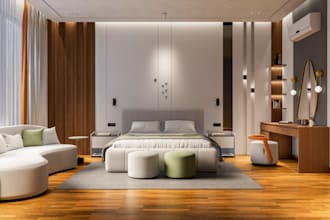 design modern bedroom interior with realistic 3d rendering