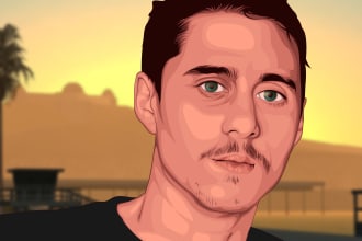 draw your gta style vector cartoon portrait from your photo