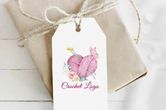 provide modern logo about handmade, crochet, knitting, needles, sewing and craft